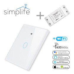 Simplife okos 1 csatornás vezeték nélküli villanykapcsoló csomag (Wifi + RF) – fekete VNK-W-pack
