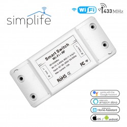 Simplife okos 1 csatornás vezeték nélküli villanykapcsoló csomag (Wifi + RF) – fekete VNK-B-pack