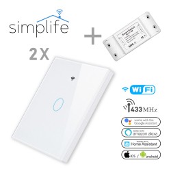 Simplife okos 1 csatornás vezeték nélküli váltókapcsoló csomag (WiFi + RF) – fehér VNK-2W-pack