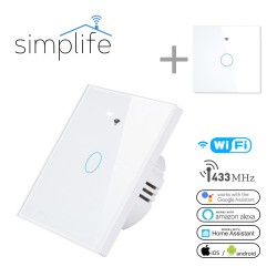 Simplife okos 1 csatornás vezeték nélküli villanykapcsoló csomag (Wifi+ RF) - fehér VK-1-W-pack