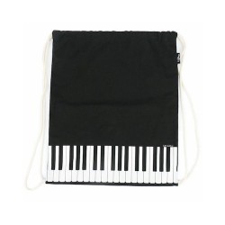 Zongora mintás fekete  mini táska, zsinóros