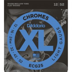 ECG25 - Chromes Flat Wound Electric Guitar Strings, Light, 12-52 - C900C