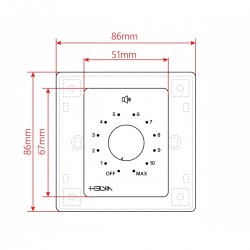MURA 210 - 10W Volume attenuator for 70-100V speakers, 11 positions + Off,  with auxiliary line and 24V alarm control - J757J